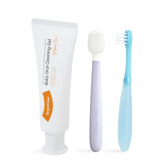Front view of Kids Tongue Scraper and Training Toothbrush Kit
