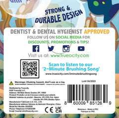 Product packaging showing Kids Toothbrush 4 Pack in green and pink