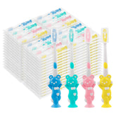 Assorted colors: red, green, yellow and blue kids' toothbrushes bulk pack