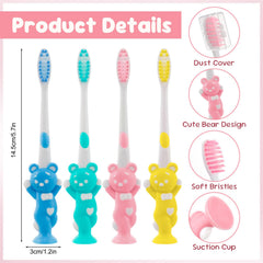 Individually wrapped kids' toothbrushes with soft silicone grip handle