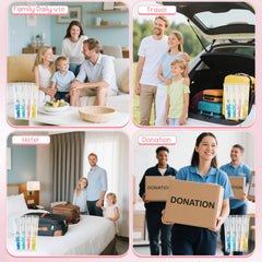 Packaging of 100-pack kids toothbrushes with 4 color options (25 each)