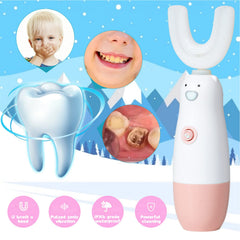 Close-up of soft silicone U-shaped toothbrush head