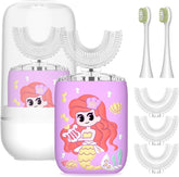 Purple kids' U-shaped electric toothbrush for ages 2-6 with mermaid design