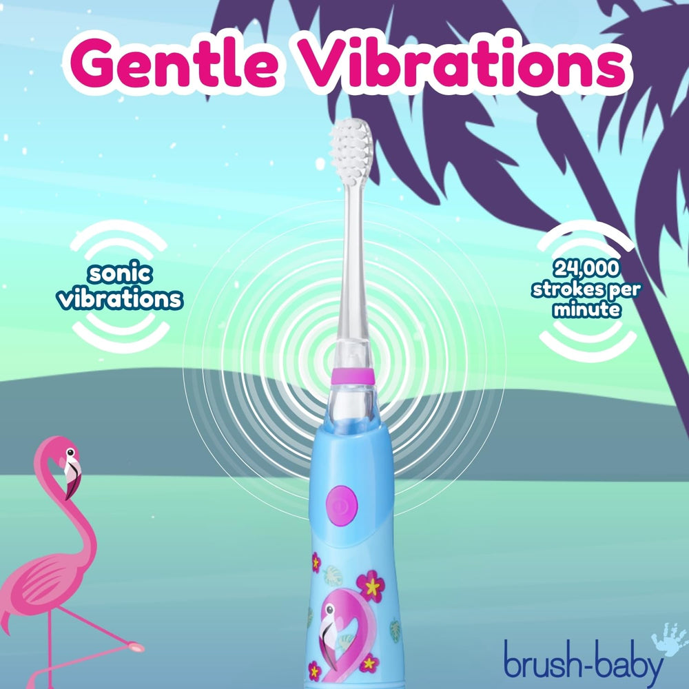 AAA battery included for the KidzSonic Flamingo toothbrush