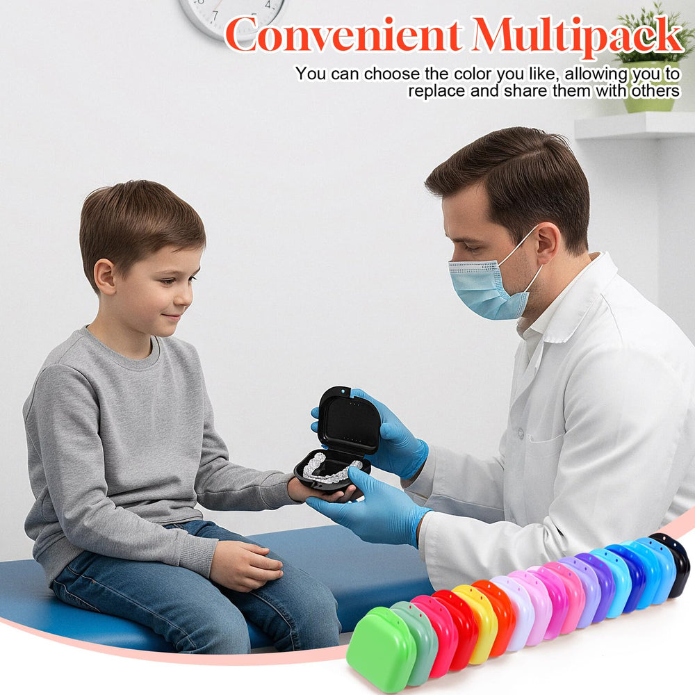 Compact portable dental retainer case with dimensions 3.15 x 2.95 x 1.02 inches