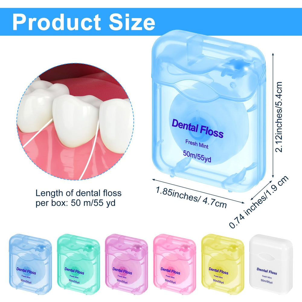 Mint flavored travel dental floss on compact refill spool