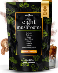 KIKI Green 8 Mushroom Powder Extract front view 8 oz