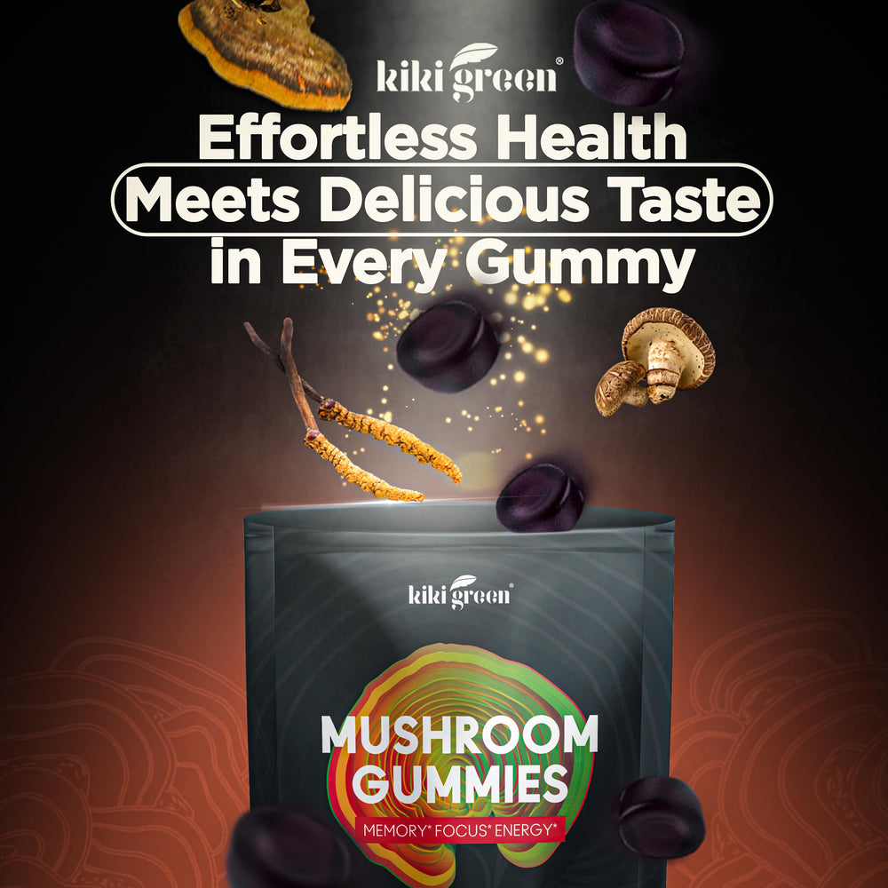 Nutrition facts for KIKI Green Mushroom Gummies