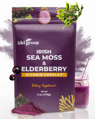 KIKI Green Sea Moss Powder with Elderberry 6 oz jar