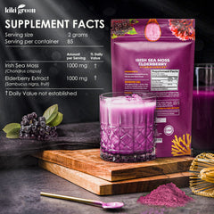 Sea moss powder being added to a smoothie