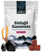 KIKI Green Shilajit Gummies bottle with Raspberry flavor label