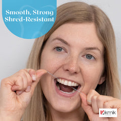 Close-up of shred-resistant woven floss strands