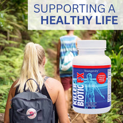 Supplement facts panel and capsule cap of Killer Biotic FX