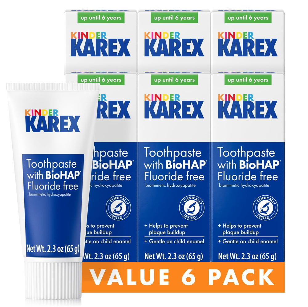 Kinder Karex Hydroxyapatite Kids Toothpaste 6-pack with 2.3 oz tubes