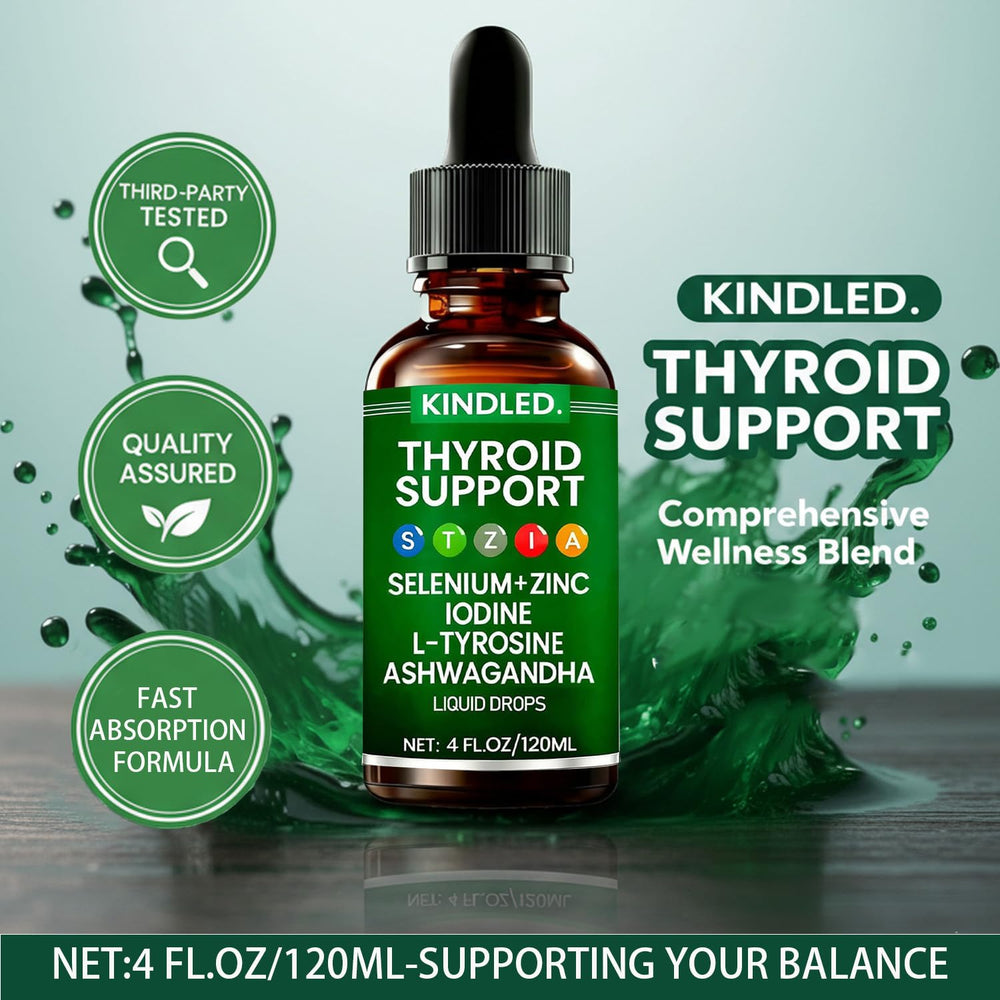 Dropper dispensing liquid from Kindled Thyroid Support Drops