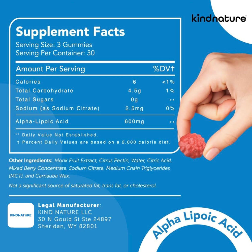 KINDNATURE Alpha Lipoic Acid Gummies packaging box