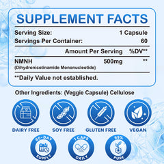 Usage and dosage graphic for NMNH NMN supplement