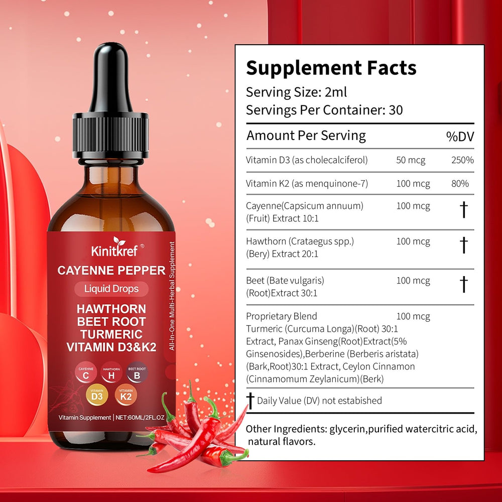 Three-bottle pack of Kinitkref Vascu Flow Cayenne Pepper Drops
