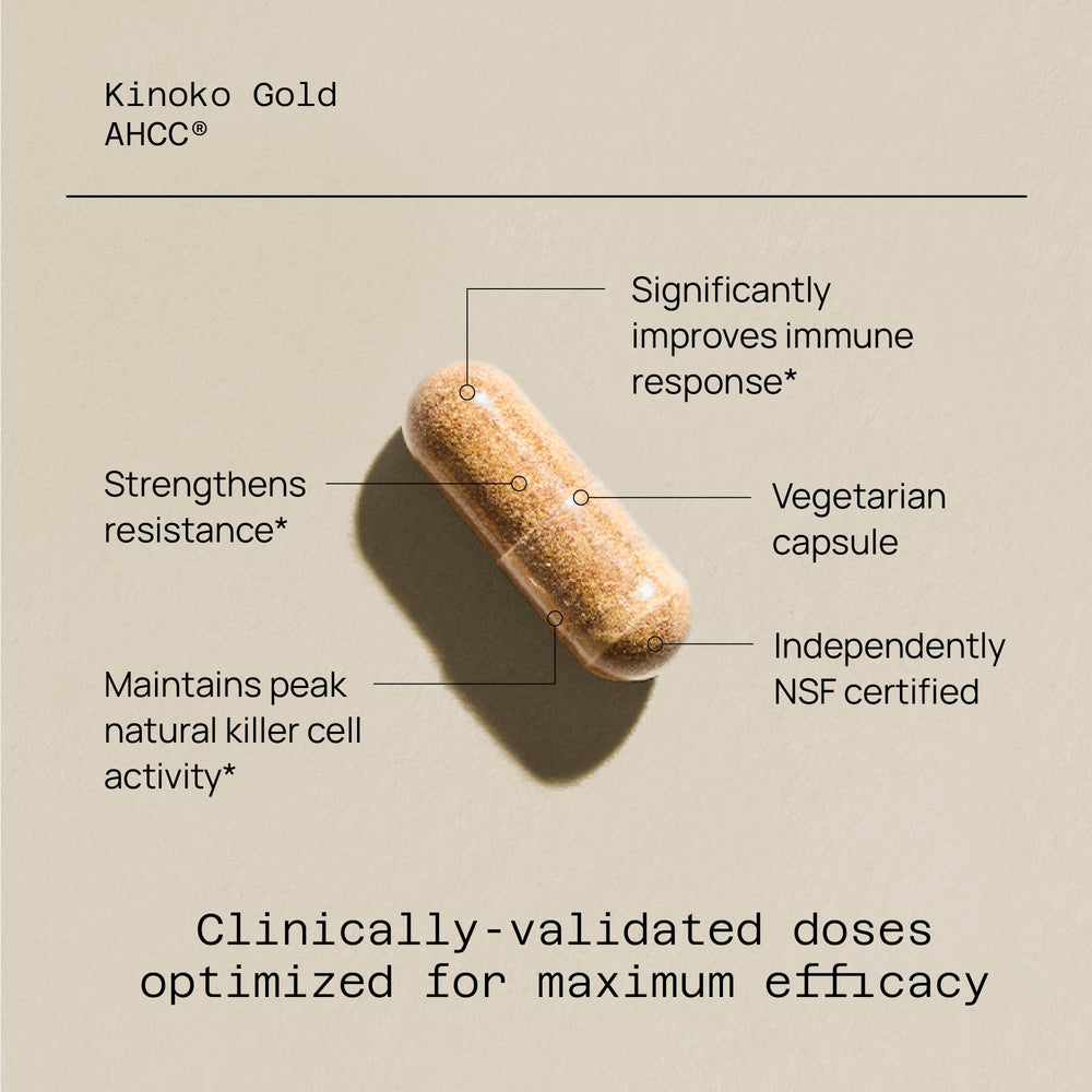 Close-up of AHCC capsules