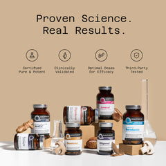 Kinoko Gold AHCC packaging shown in retail display