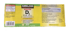Kirkland Signature Vitamin D3 bottle side view for compact storage and access