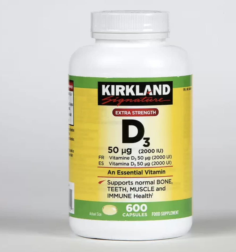 Kirkland Signature Vitamin D3 softgels closeup for daily immune support