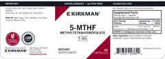 Close-up of Kirkman 5-MTHF packaging and ingredients