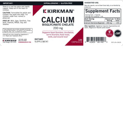 Supplement facts and ingredients for Kirkman Calcium Bisglycinate Chelate