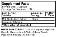 Gluten-free, casein-free plant-based milk thistle supplement - 100 capsules