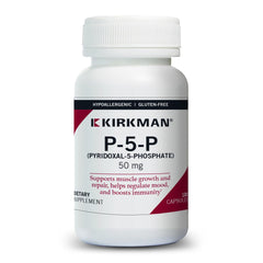 Bottle of Kirkman P-5-P 50 mg – hypoallergenic 100 count