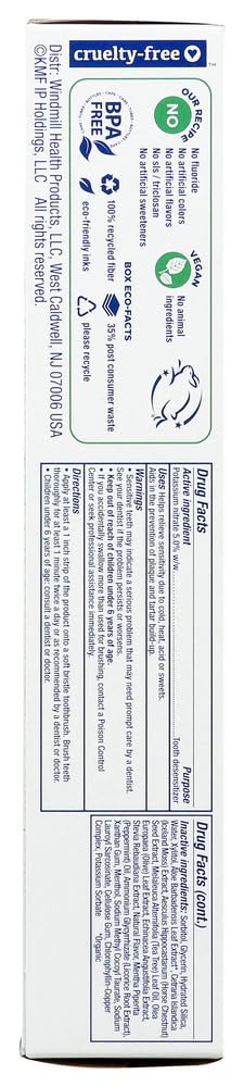Packaging image of Kiss My Face Sensitive Fluoride Free Whitening Toothpaste pack of 2