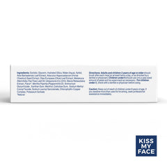 Vegan, SLS-free, BPA-free label on Kiss My Face toothpaste packaging