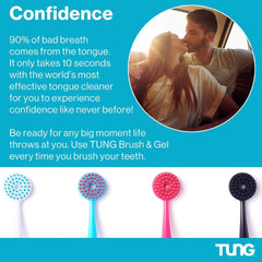 Tongue cleaning kit shown with brush and gel