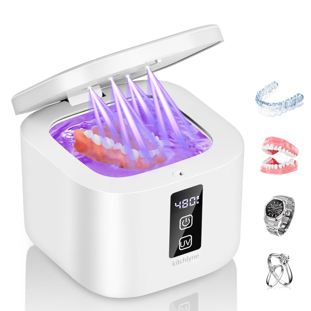 KITCHLYNE 48kHz ultrasonic cleaner angled view with 375ml tank