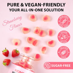 Gummy vitamins arranged on white surface