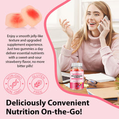 Gummy bottle with two gummies spilling out