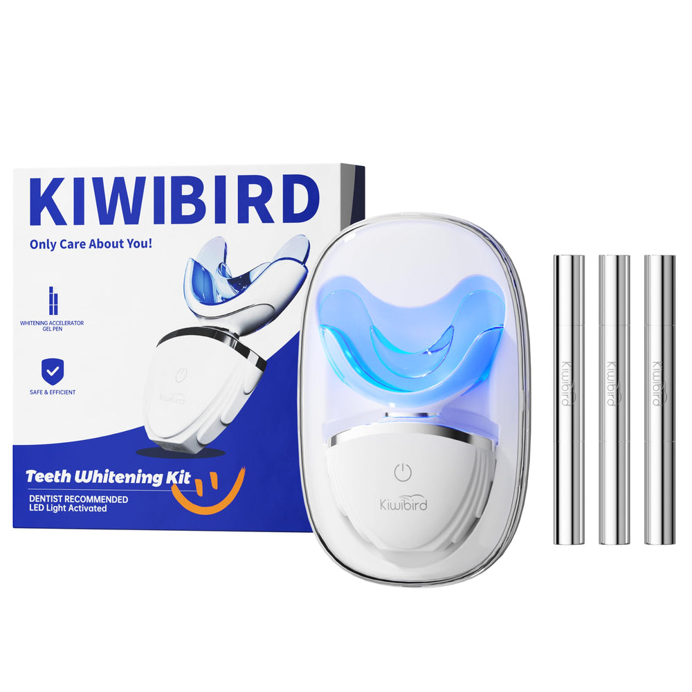 KIWIBIRD Teeth Whitening Kit with LED mouthpiece and wireless charger