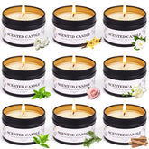 KIYTARBOO 9-pack candles in gift-box closeup for calming ambience.