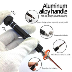 5-in-1 magnetic screwdriver with secure storage for eyeglass repair