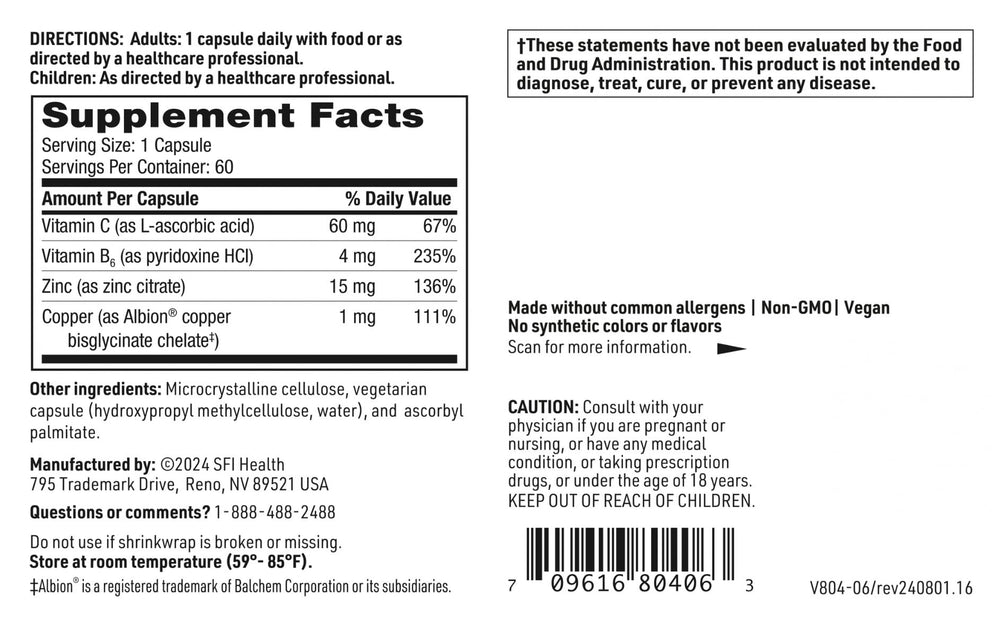 Hypoallergenic Zinc Plus formula free from common allergens