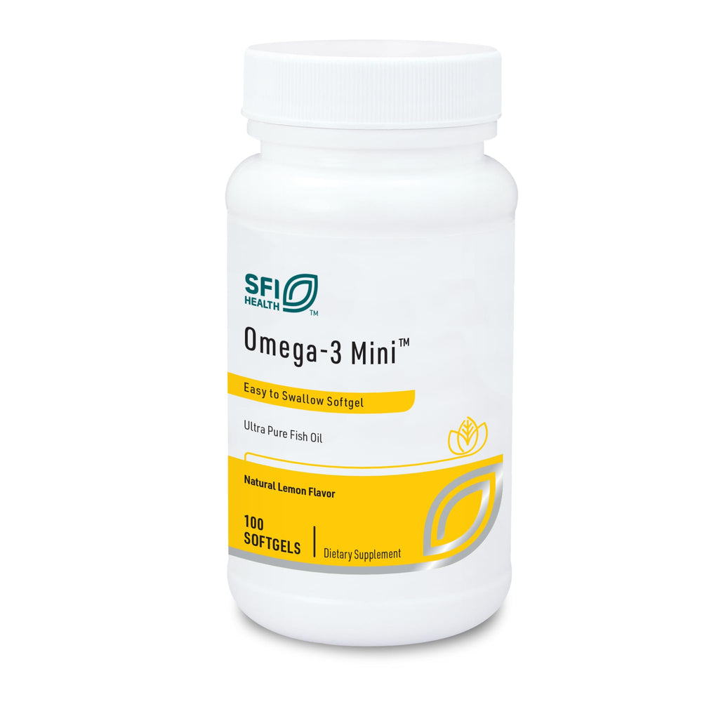 Klaire Labs Omega-3 Mini lemon flavored softgels bottle front view