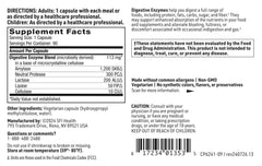 Allergen-free and non-GMO claims on digestive enzyme bottle