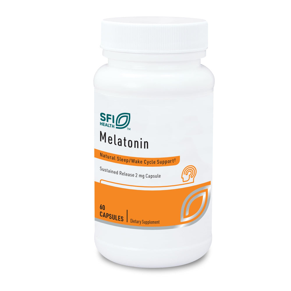 Bottle of Klaire Labs SFI Health Melatonin-SR 2 mg capsules, 60-count