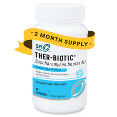 Klaire Labs SFI Health Saccharomyces boulardii probiotic bottle – 60 capsules
