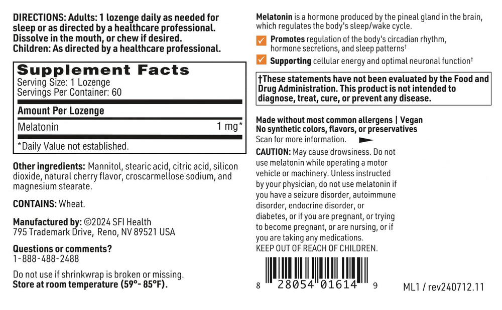 Ingredients showing mannitol as sweetener