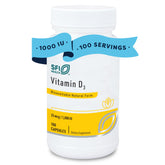 Front view of Klaire Labs SFI Health Vitamin D3 1000 IU bottle