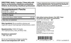 Klaire lithium orotate packaging close-up shows no artificial colors or preservatives