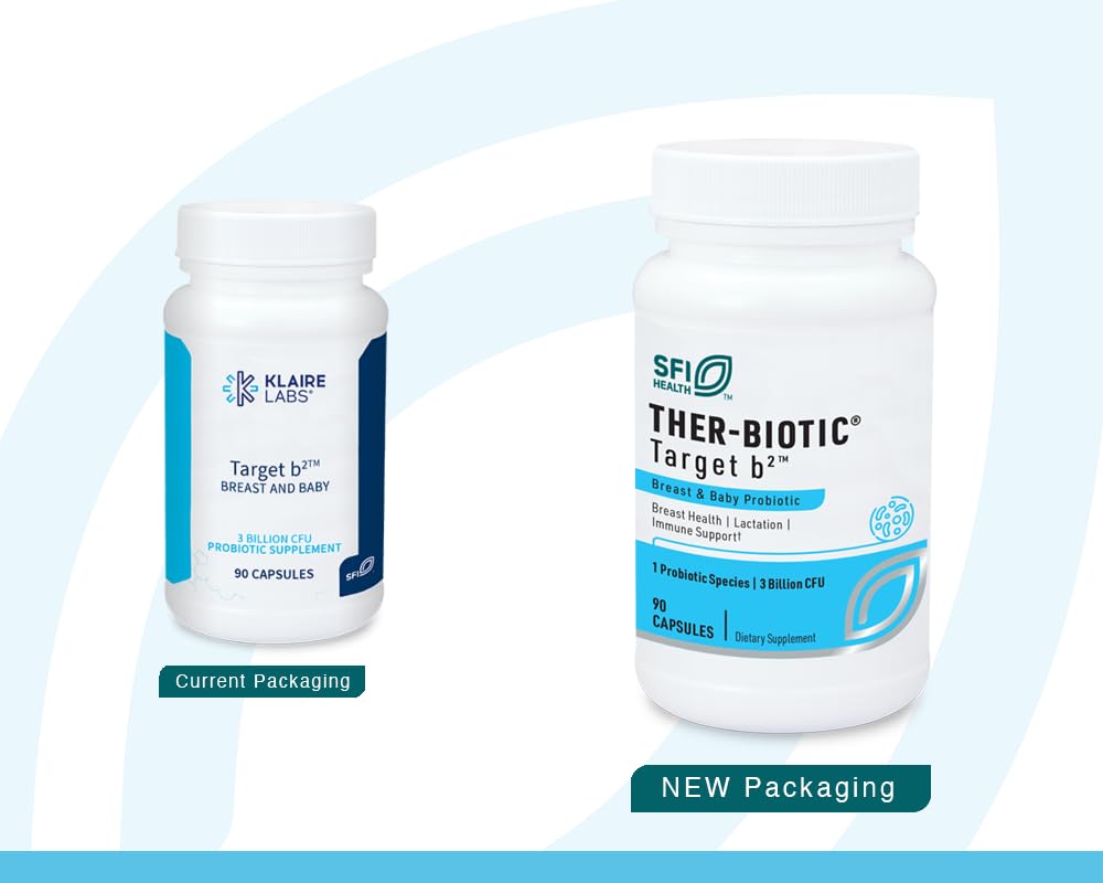 Close-up of the Target B2 bottle label for lactation probiotic