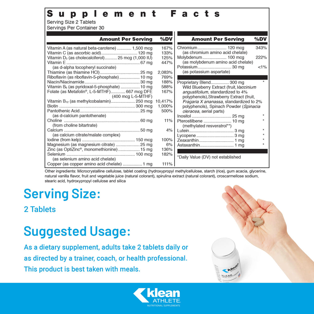 Klean Multivitamin bottle back label