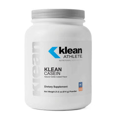 Klean Casein bottle pour illustrating slow-release protein for steady recovery.